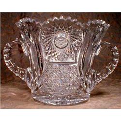 CUT Glass ICE Bucket 2 Handles ANTIQUE Large #1316526