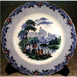 CASTLES Scenic Plates ANTIQUE Flow BLUE (12) #1316527