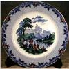 Image 1 : CASTLES Scenic Plates ANTIQUE Flow BLUE (12) #1316527