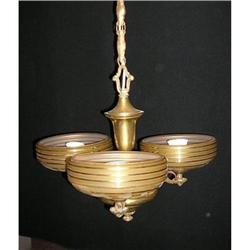 Chandelier 3 Lights Bronze Art Deco #1316569