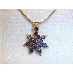 Antique Estate 22K 24K Gold Sapphire Pendant  #1316690