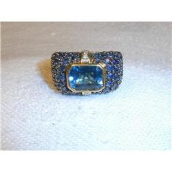 Estate 14K YG Sapphire Diamond Blue Topaz Ring #1316693