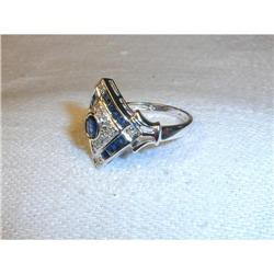 Estate 14K WG Sapphire Diamond Marquise Ring #1316694