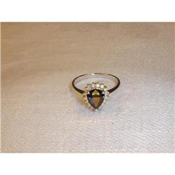 Estate 14K WG Gold Tear Pear 1 CT Sapphire Ring#1316695