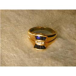 Rare Estate 14K YG Sapphire Diamond Bow Ring #1316780