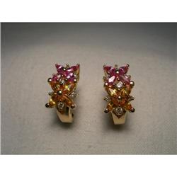 Rare 14K Diamond Multi-Color Sapphire Earrings #1316930