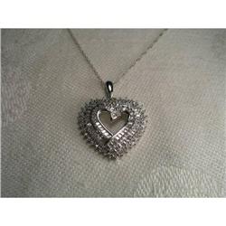 Estate 14K WG Gold Diamond Heart Pendant #1316945