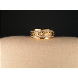 Estate 14K YG Ornate Diamond Wedding Band Ring #1316949