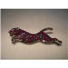 Image 1 : Estate 14K WG Ruby Emerald Panther Brooch Pin #1316951