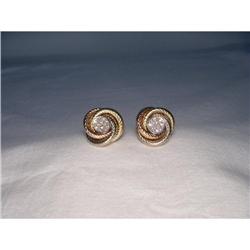 14K Tri-Color Gold Pave Diamond Disc Earrings #1317010