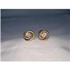 Image 1 : 14K Tri-Color Gold Pave Diamond Disc Earrings #1317010