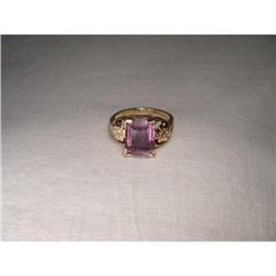 Antique 14K YG Rose Diamond Amethyst Ring #1317014