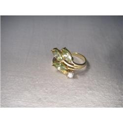 Estate 14K YG Gold Peridot Diamond Ring #1317016