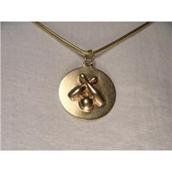 Estate 14K YG Gold Bowling Pendant Charm #1317020