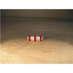 Estate 14K YG Gold Baguette Ruby Diamond Ring #1317023