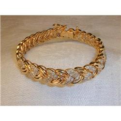 Estate 14K YG 4 CT Diamond Braided Bracelet #1317030