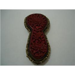 Cinnabar Filigree Clip Marked China #1337597