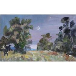 "The young moon" oil in impressionism style. #1337623