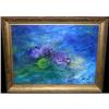 Image 1 : ORIG PAINTING IMPRESSIONISTIC FLOWERS ON BLUE #1337845