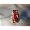 Image 1 : Estate 14K YG Gold Handmade Marquise Ruby Ring #1338010