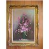 Image 1 : Painting Pink Roses oil on canvas signed  #1338024