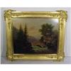 Image 1 : Antique Oil on Tin Painting Lake Cottages #1338045