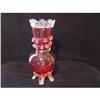 Image 1 : Cranberry Blown Glass Vase, 5-Footed w/ Rigaree#1354901