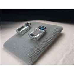 Estate 14K WG Blue Topaz Aquamarine Earrings #1355491