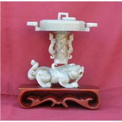 Jade Archaistic Dragon Censer With Lu-Yi Cover #1355824