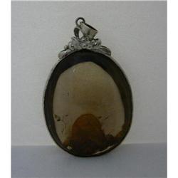 Clear Light Brown Color Oval Crystal Pendant #1355827