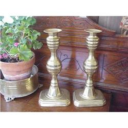 VICTORIAN ANTIQUE BRASS TALL CANDLESTICKS #1355839