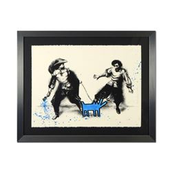 Mr. Brainwash, "Watch Out! (Blue)" Framed Limited Edition Silk Screen. Hand Signed and Numbered PP 2