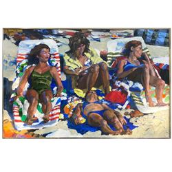 Howard Behrens (1933-2014), "Lazy Sunday" Hand Signed Original Painting on Canvas with Certificate o