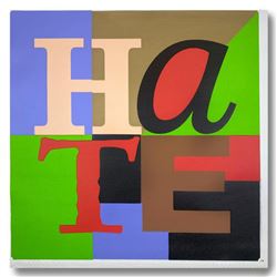 Steve Kaufman (1960-2010), "HATE" Hand Signed and Numbered Limited Edition Hand Pulled silkscreen mi