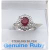 Image 1 : Sterling Silver Ruby & Cubic Zirconia Ring