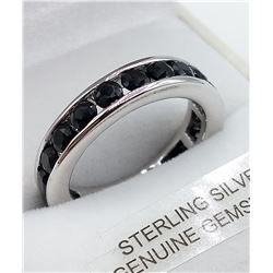Sterling Silver Black Spinel Infinity Band Ring