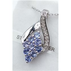 Sterling Silver Tanzanite & White Sapphire Pendant