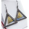 Image 2 : Yellow & Black Gold Plated Sterling Silver Diamond Earrings