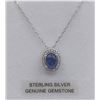 Image 1 : Sterling Silver Sapphire & Cubic Zirconia Pendant