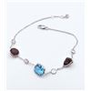 Image 1 : White Gold & Blue Topaz,Garnet & White Sapphire Bracelet