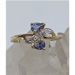 Yellow Gold Tanzanite & Diamond Ring