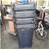 Image 1 : 4 BLACK GARBAGE CANS NO LIDS