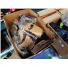 Image 2 : BOX OF NEW LEATHER KNEE PADS, FILTERS, SOAP HOLDERS AND ESTATE GOODS