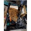 Image 2 : CRATE OF ESTATE GOODS, FISHING LINE, CHESS PIECE MOULDS, BOX OF CANDLES