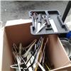 Image 2 : TOTE OF ALUMINUM POTS AND CAMP COOKWARE WITH BOX OF HANGERS