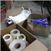 Image 1 : 3 BOXES OF DISPOSABLE COVERALLS, LABELS ANS PLASTIC BAGS