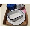 Image 3 : ENAMEL POTS AND PANS AND KETTLE