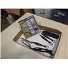 Image 1 : TRAY OF NEW KNIVES AND DARTS - COLUMBIA MECHANICAL FOLDING KNIFE, THROWING KNIVES, FOLDING KNIVES