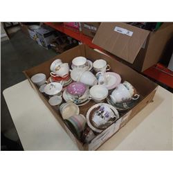 TRAY OF CHINA CUPS AND SAUCERS