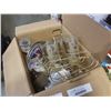 Image 2 : BOX OF COLLECTOR PLATES, MCM GLASSES ON STAND, SMALL WHISKEY JUGS, RISK BOARD GAME